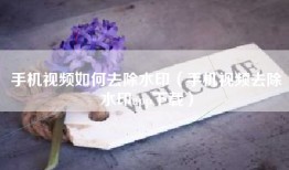 手机视频如何去除水印（手机视频去除水印app下载）
