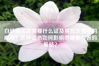 白砂糖买卖需要什么证及其在交易中的应用？这种证书如何影响市场参与者的策略？