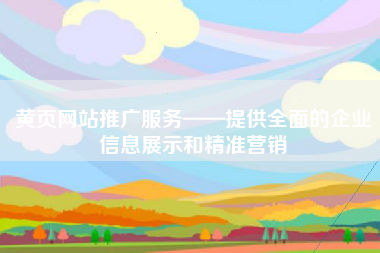 黄页网站推广服务——提供全面的企业信息展示和精准营销